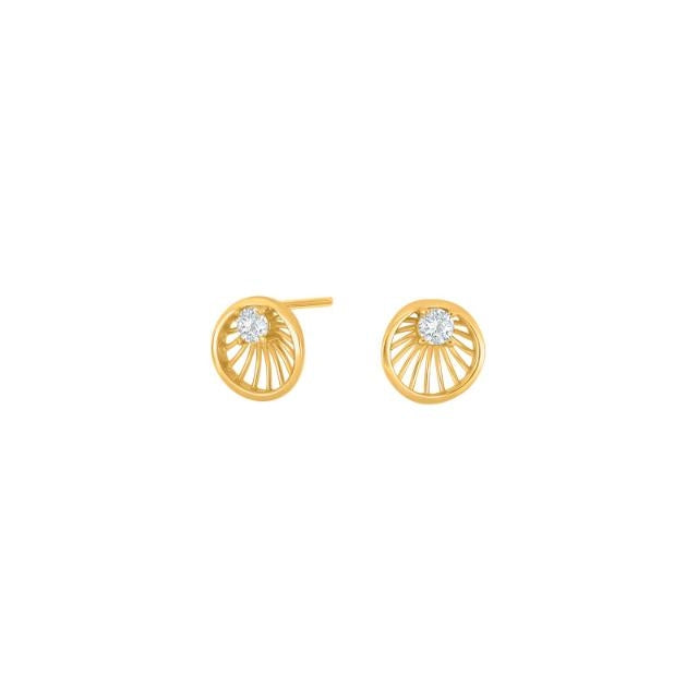 Siersbøl øreringe i 8 karat guld med cirkel og hvid zirkonia – elegante studs.